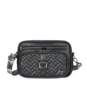 Lug Carousel VL Crossbody Bag for Women - Sleek Black with Front Zipper Pocket